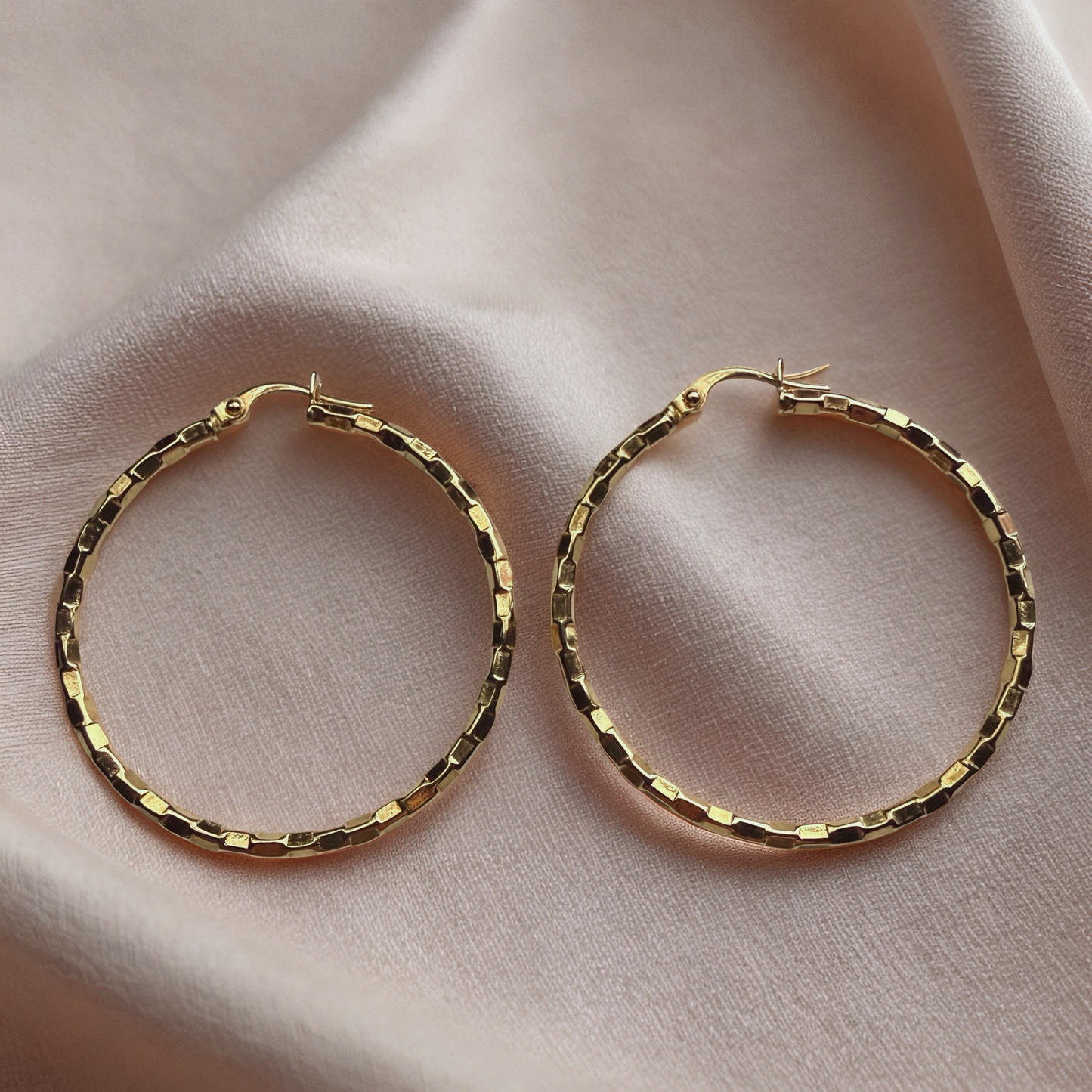 Gold Textured Hoop Earrings