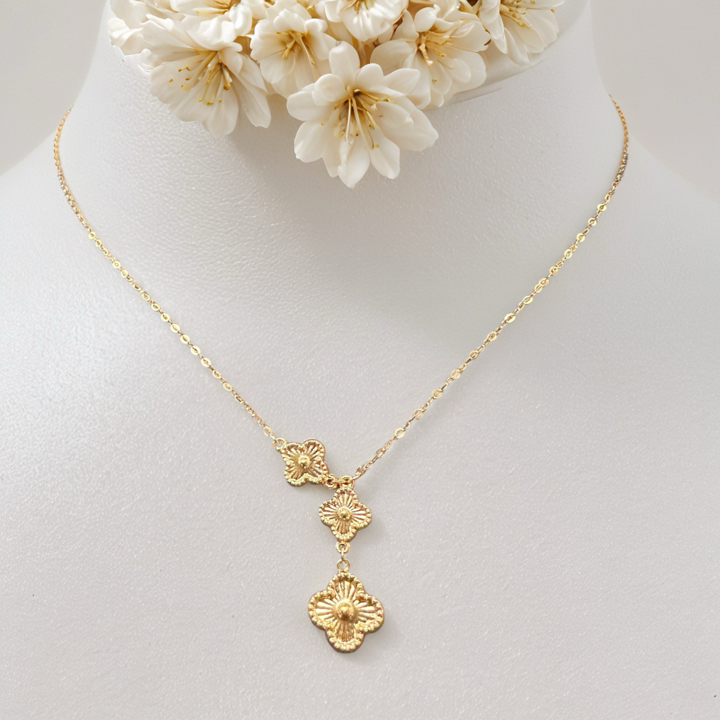 Triple Floral Drop Necklace