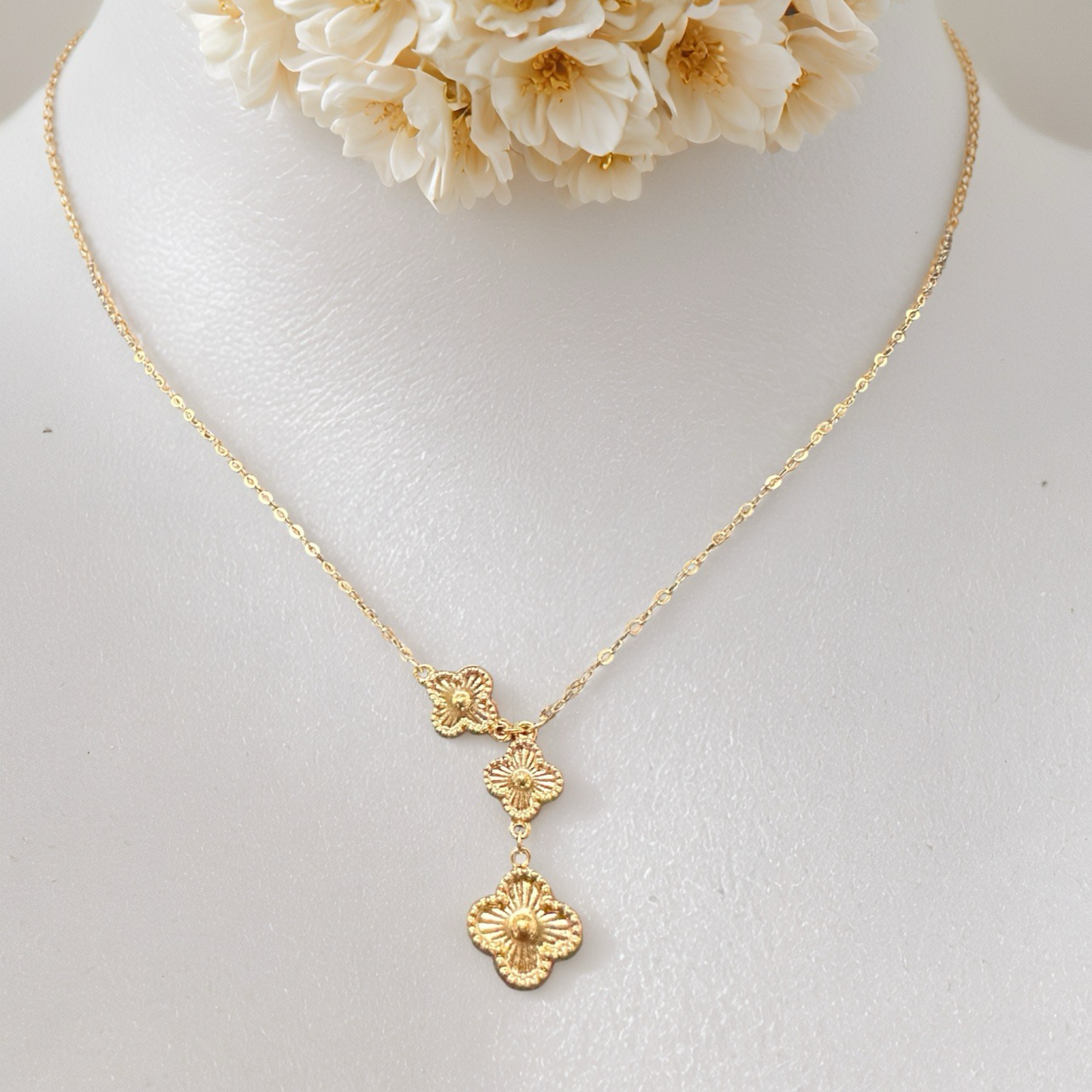 Triple Floral Drop Necklace