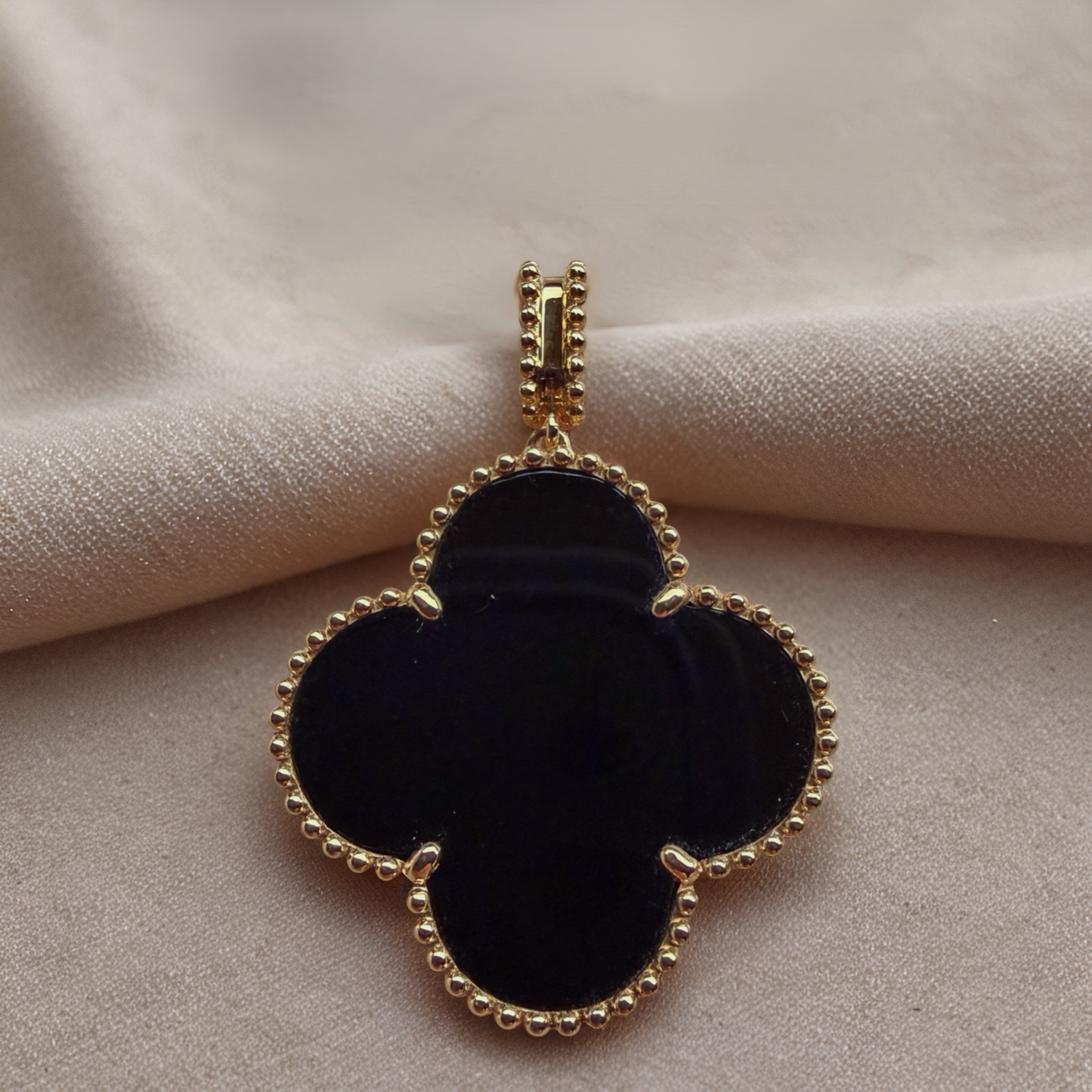 Black Onyx Clover Pendant