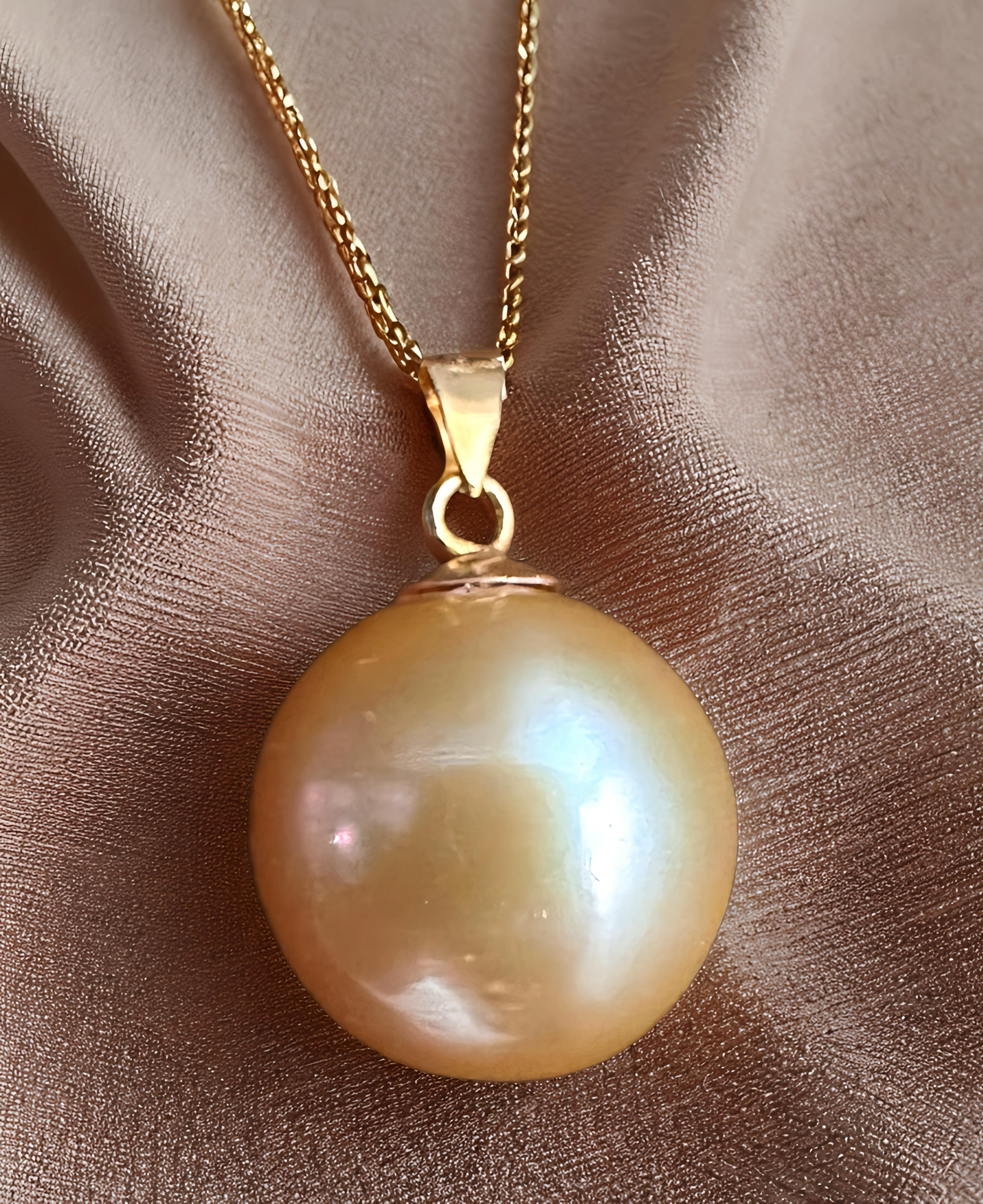 Deep Golden South Sea Pearl Jewelry Set – 14K Solid Gold