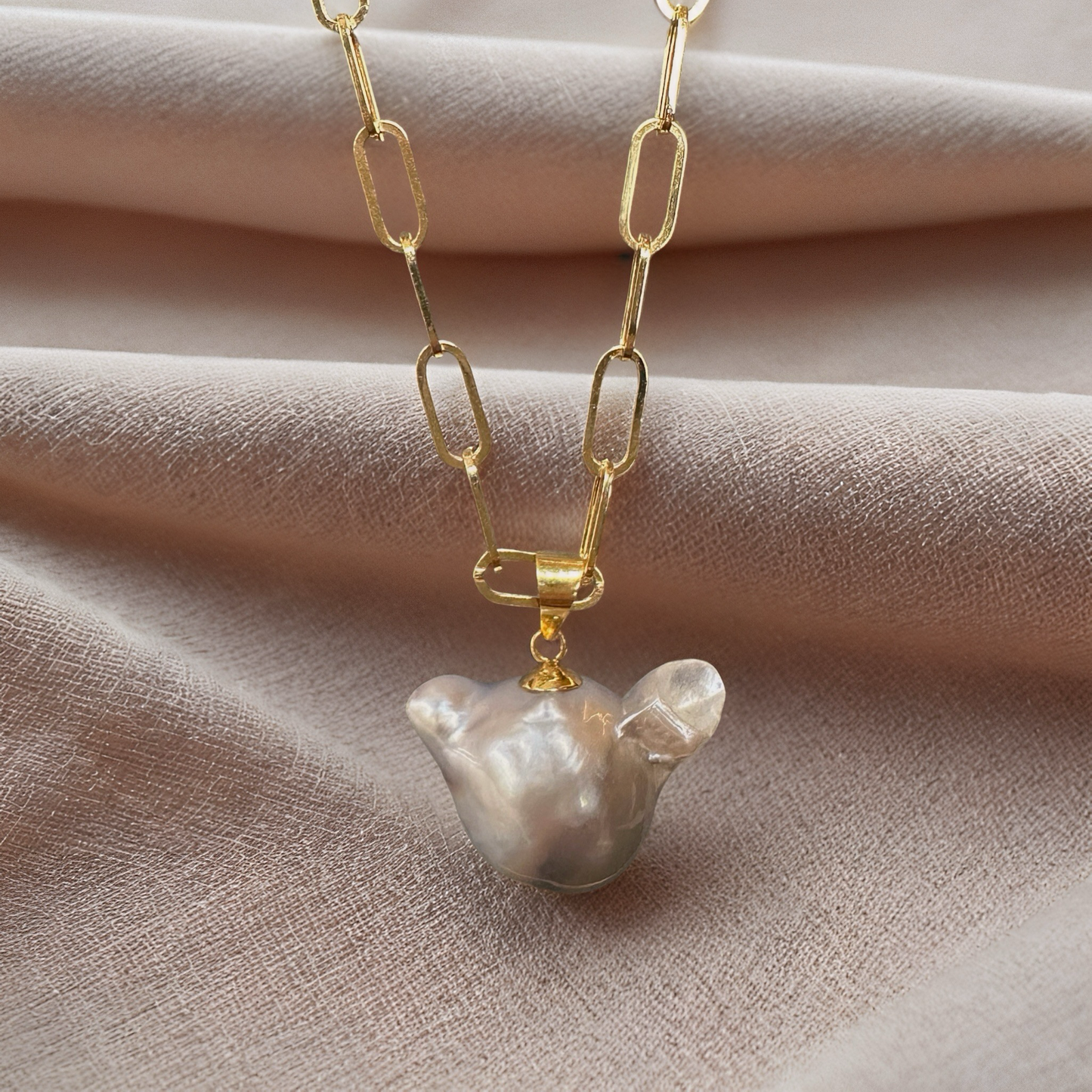 Grey Baroque South Sea Pearl Necklace – 14K/18K Gold