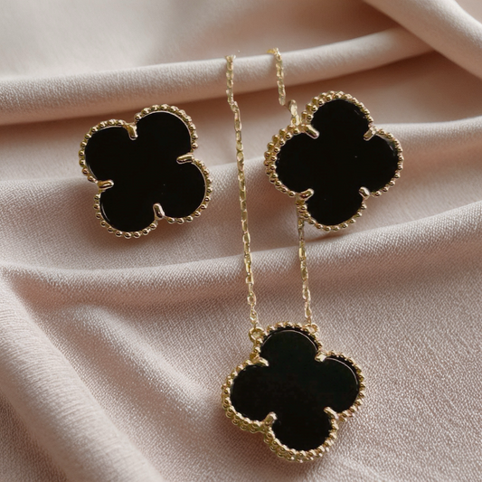 Black Onyx Clover Set