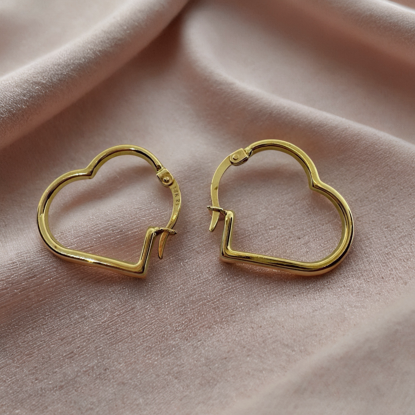 Gold Open Heart Hoop Earrings