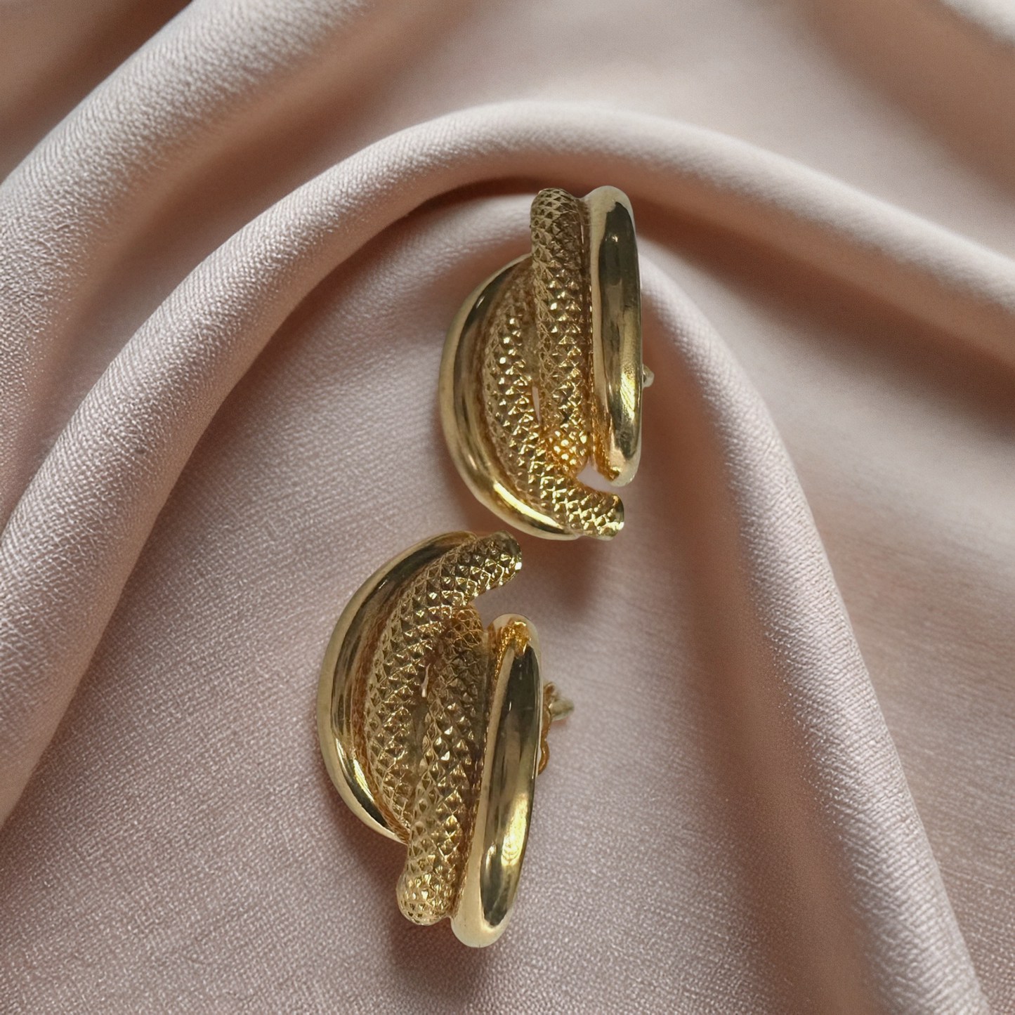 Textured Hoop Stud Earrings