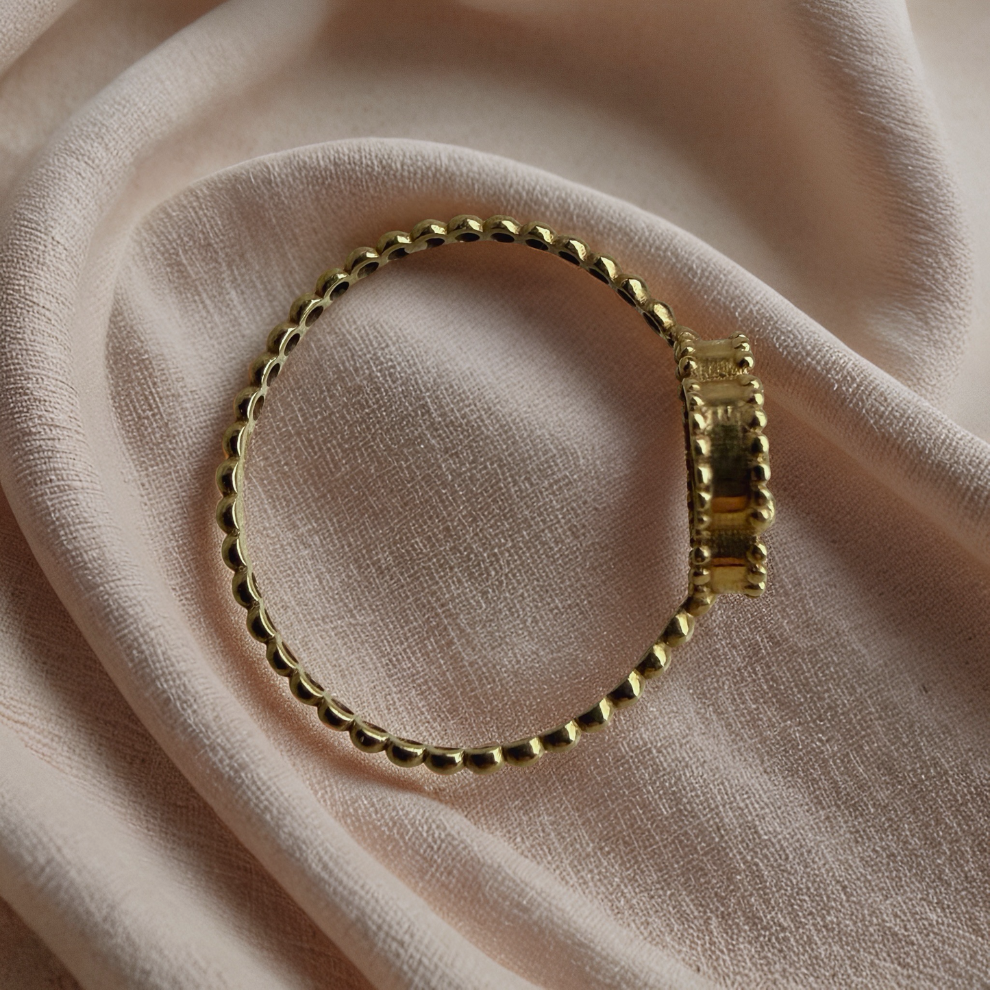 Gold Beaded Clover Ring