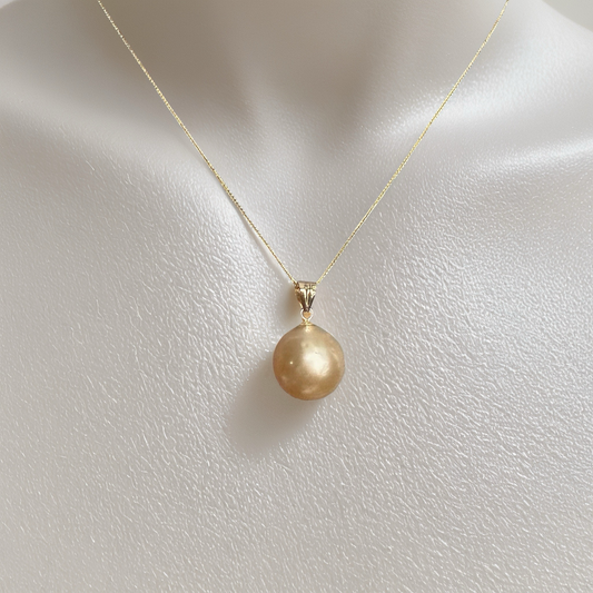 Champagne South Sea Pearl Necklace – 18K Solid Gold