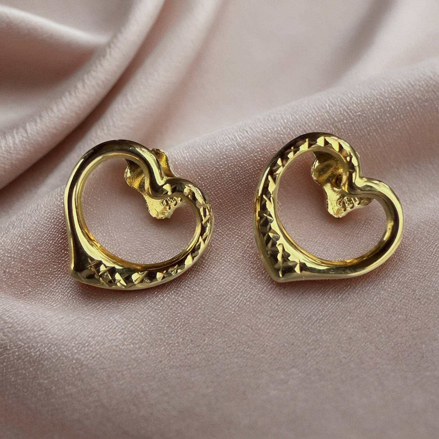 Textured Heart Stud Earrings