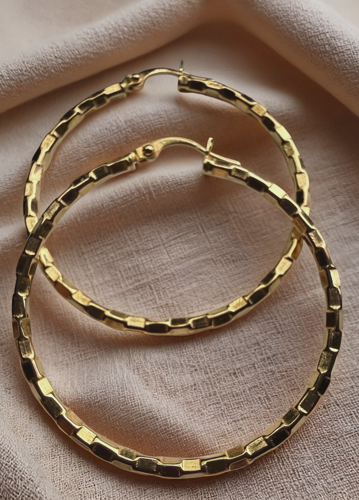 Gold Textured Hoop Earrings