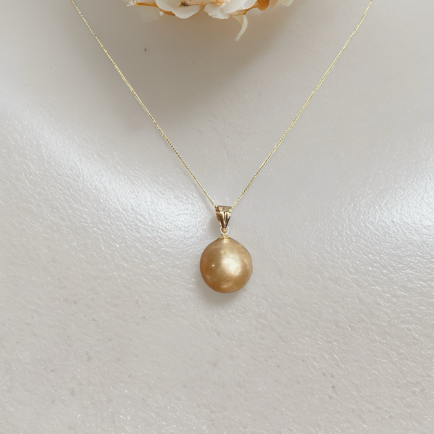 Champagne South Sea Pearl Necklace – 18K Solid Gold