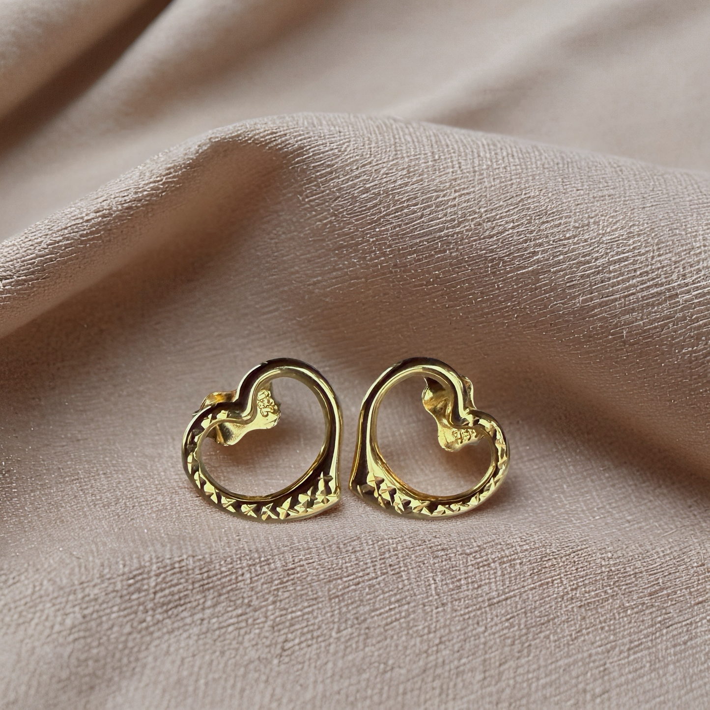 Textured Heart Stud Earrings