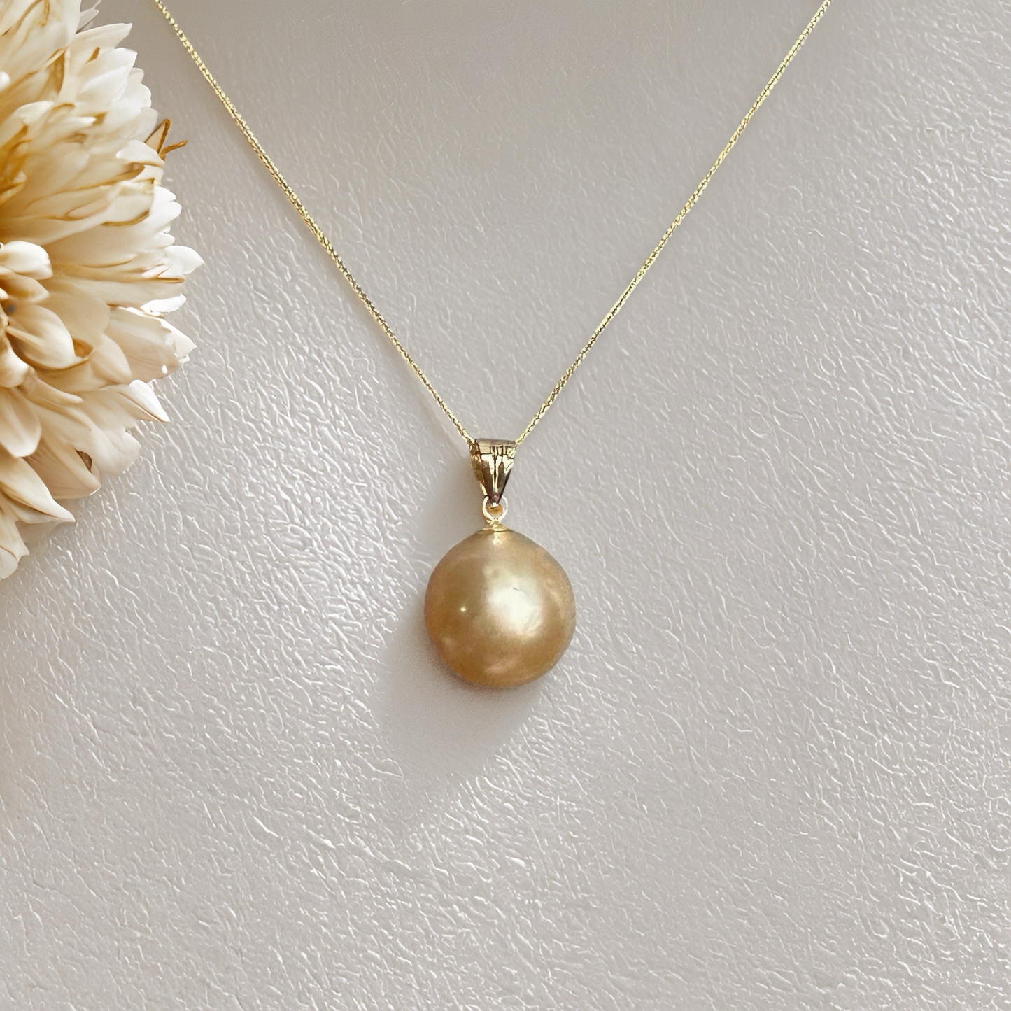 Champagne South Sea Pearl Necklace – 18K Solid Gold
