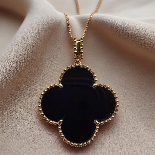 Black Onyx Clover Pendant