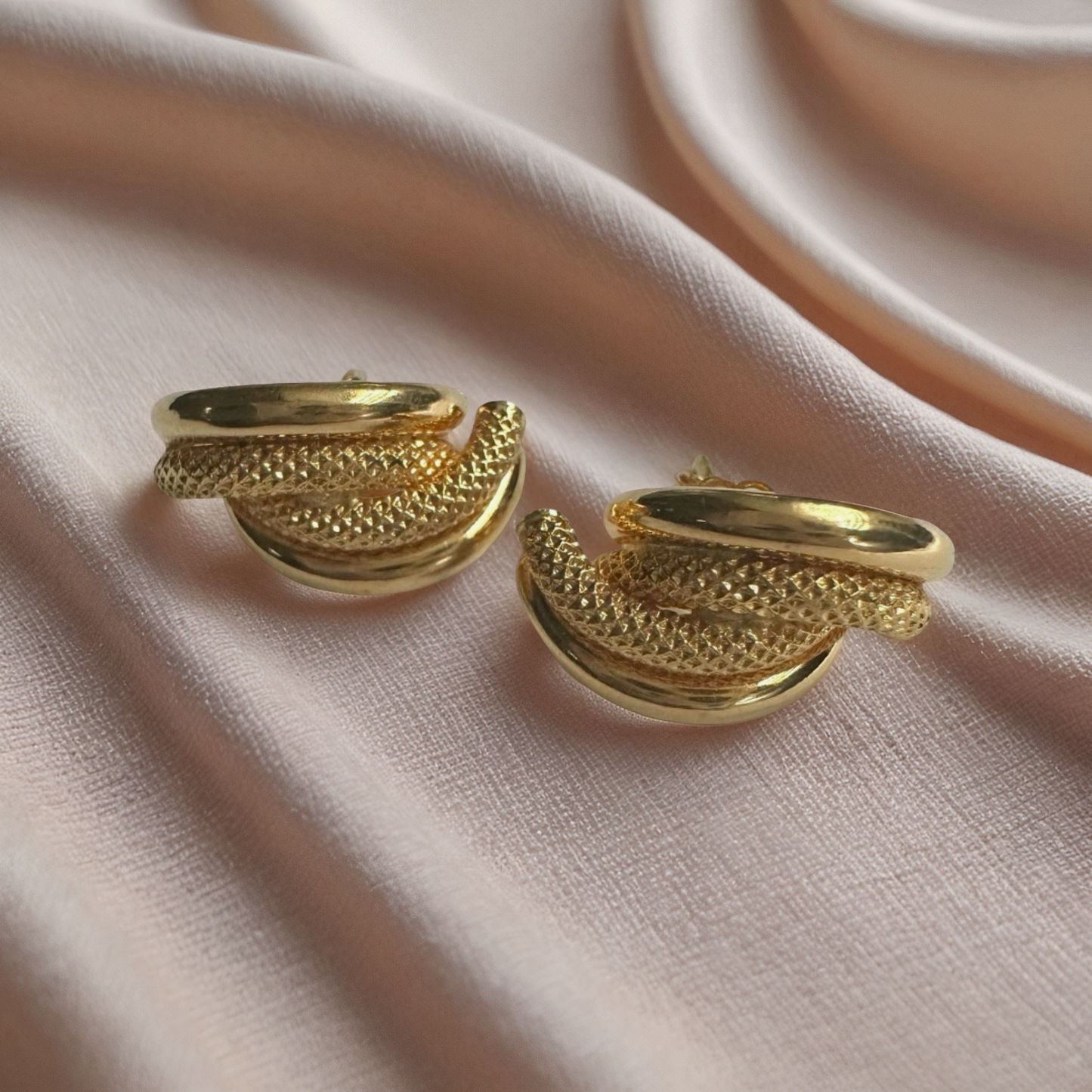 Textured Hoop Stud Earrings