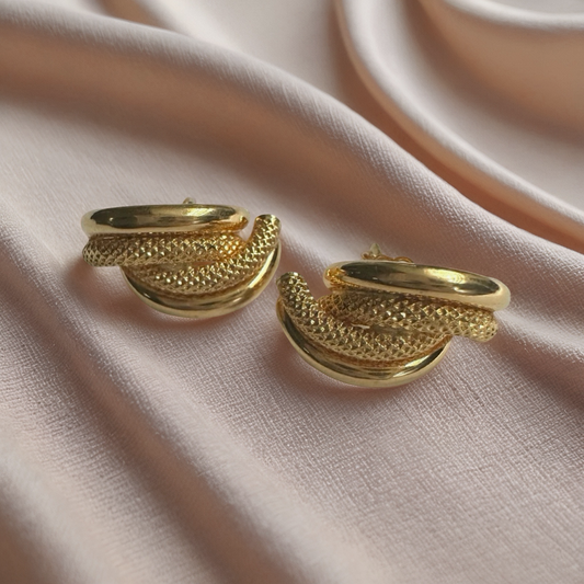 Textured Hoop Stud Earrings