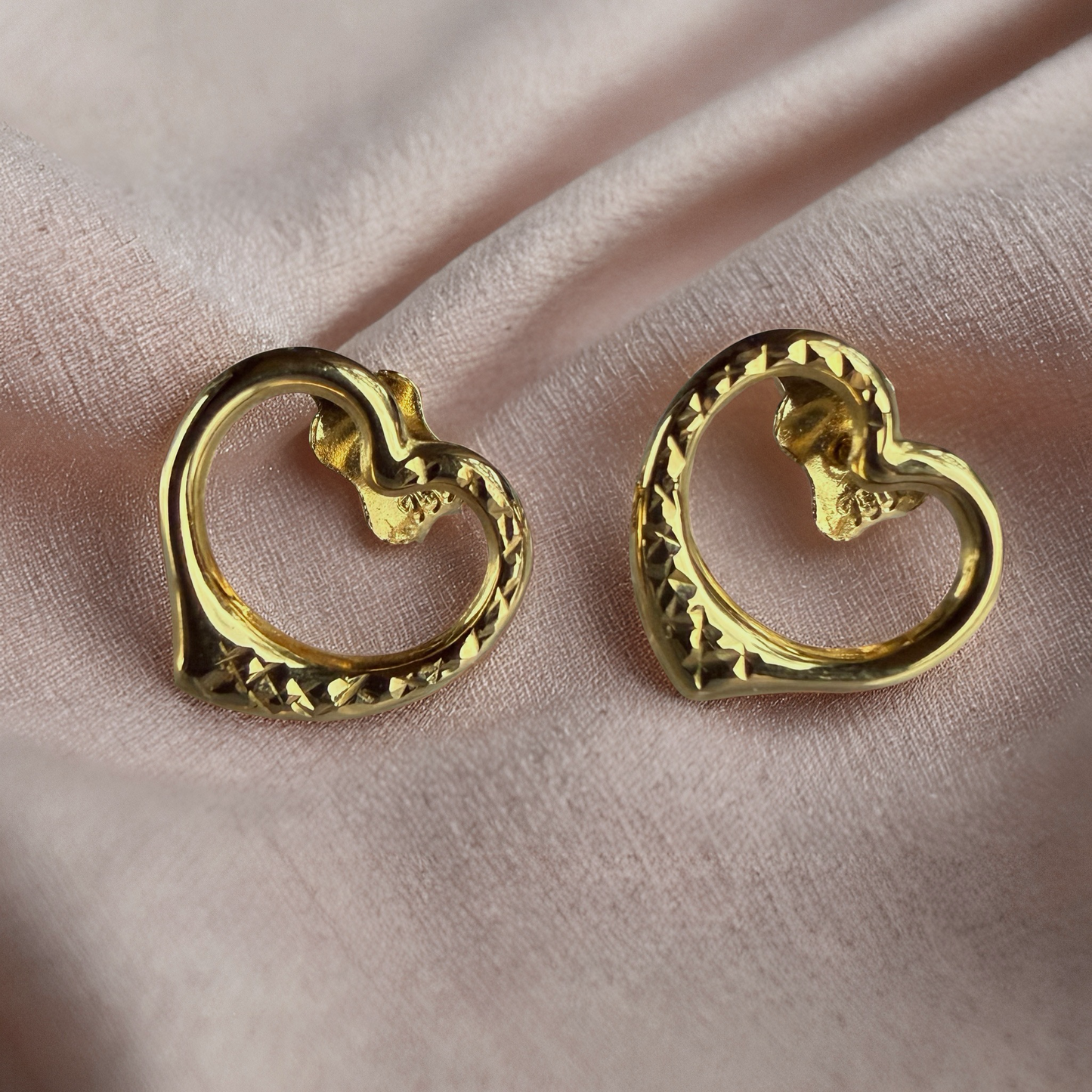 Textured Heart Stud Earrings