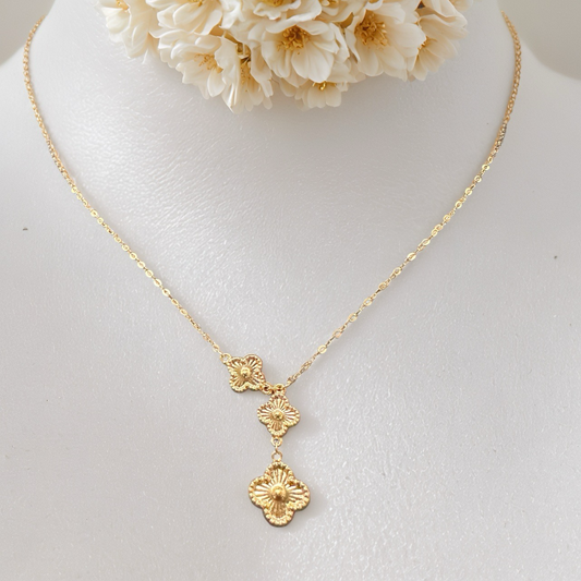 Triple Floral Drop Necklace