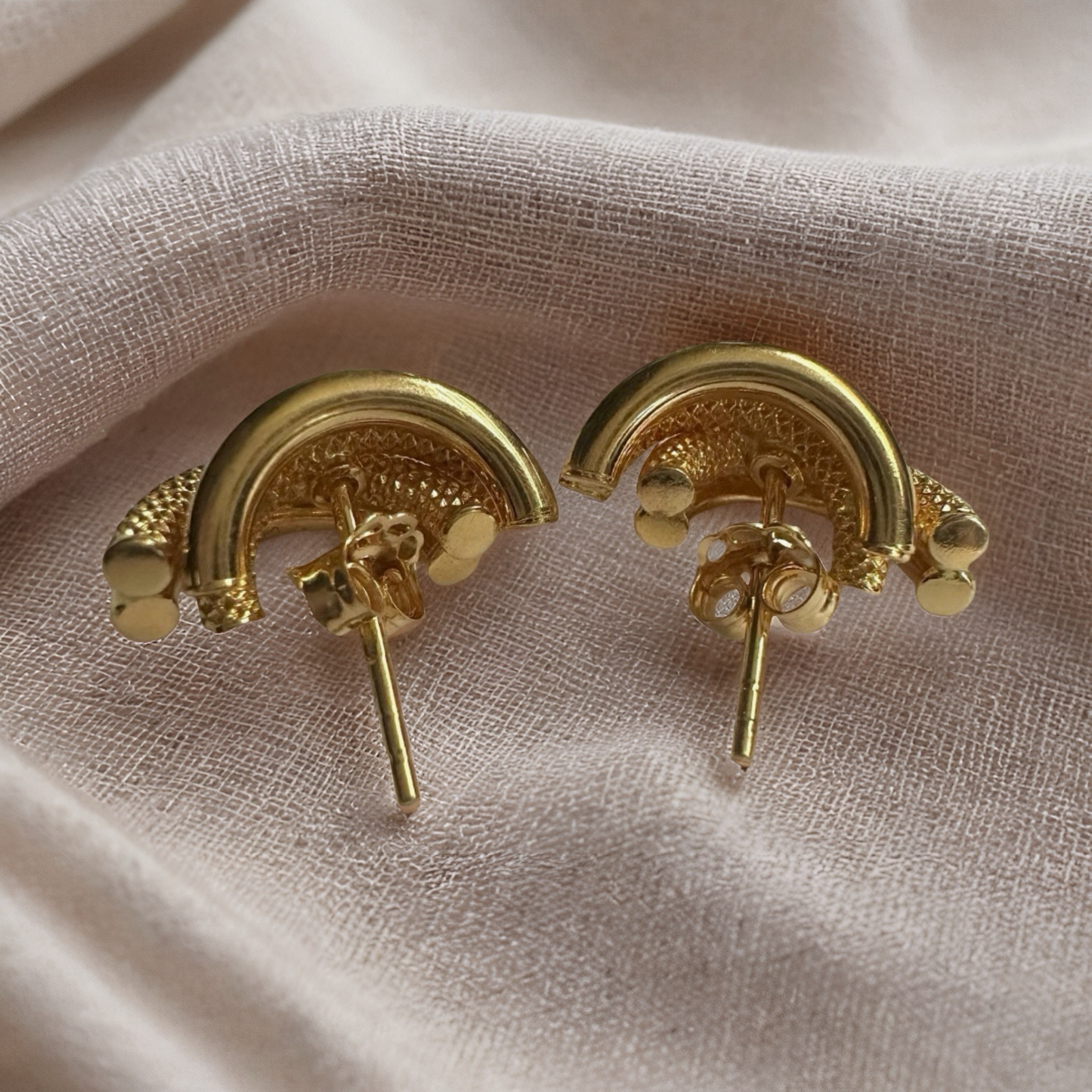 Textured Hoop Stud Earrings