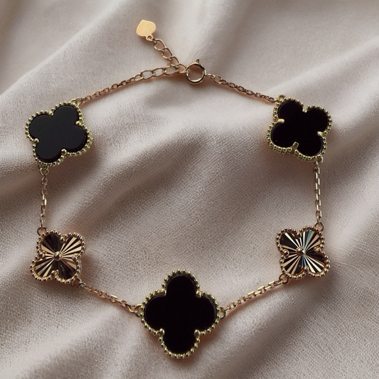 Black Onyx Clover Bracelet