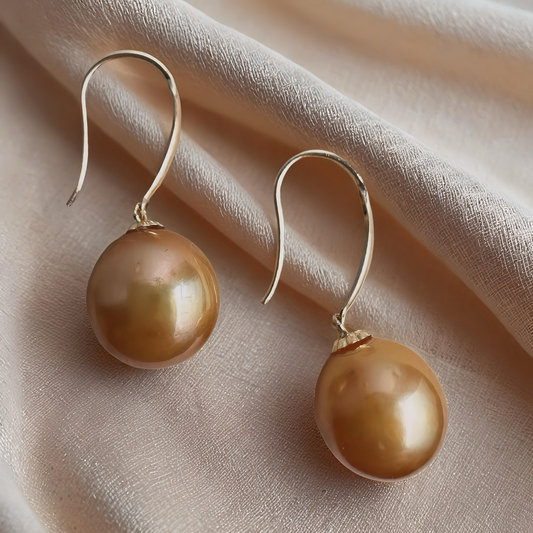 Golden South Sea Pearl Drop Earrings
