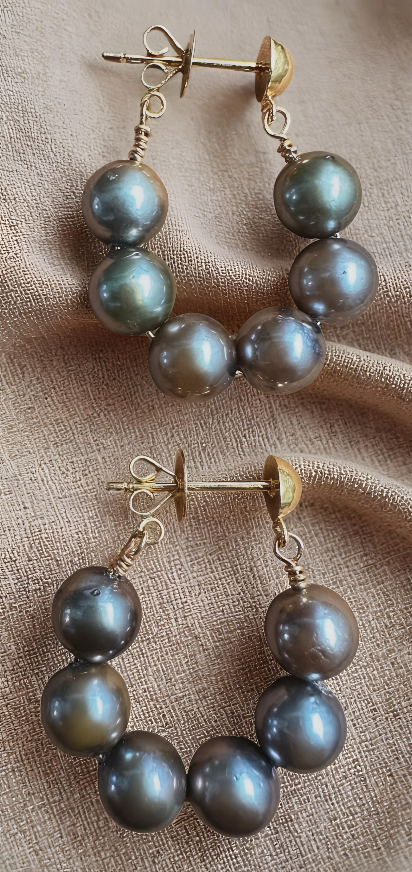 Pistachio South Sea Pearl Hoop Earrings – 14K Solid Gold