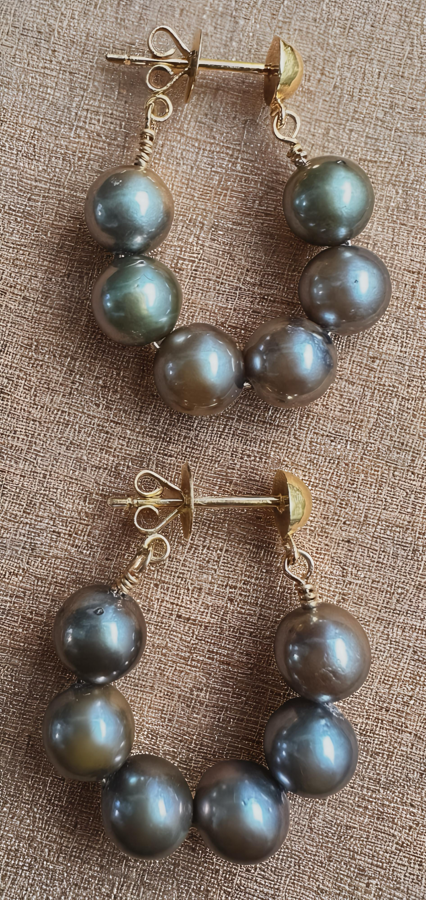 Pistachio South Sea Pearl Hoop Earrings – 14K Solid Gold