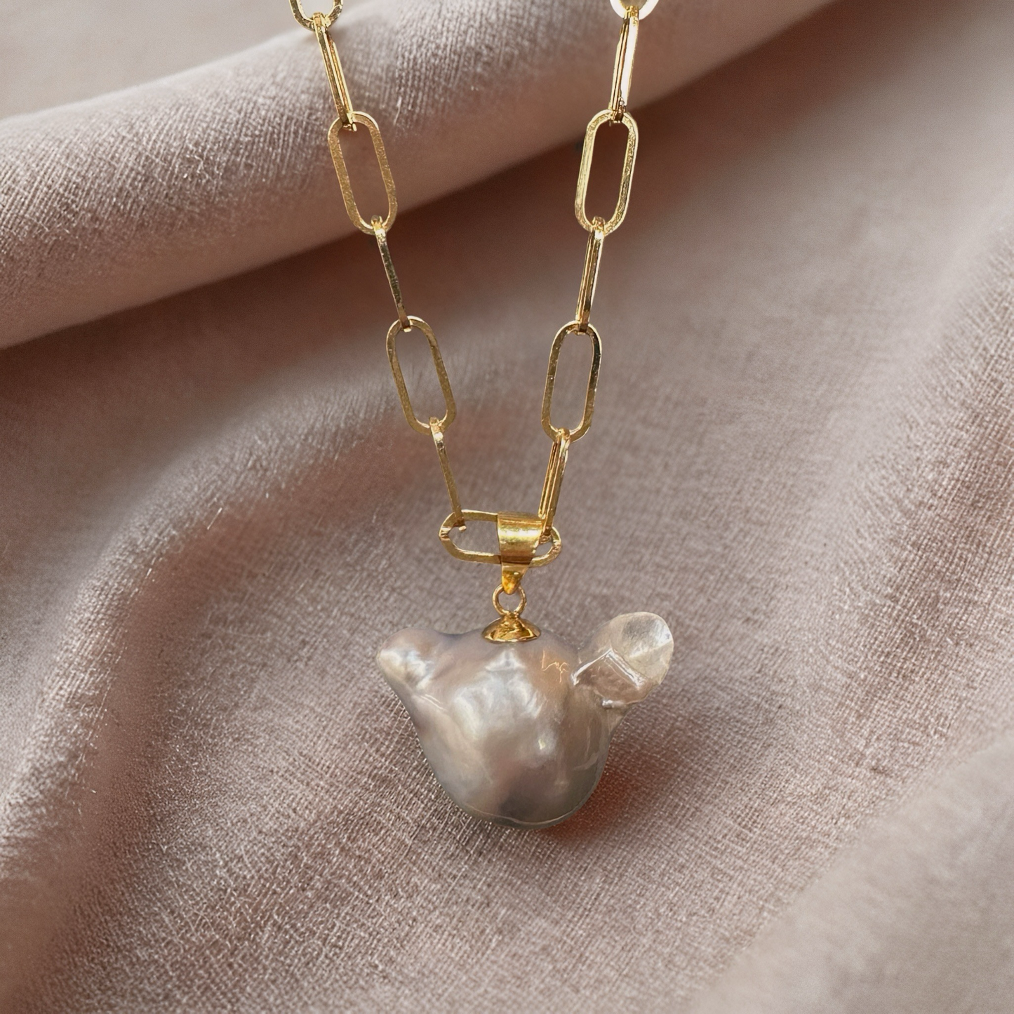 Grey Baroque South Sea Pearl Necklace – 14K/18K Gold