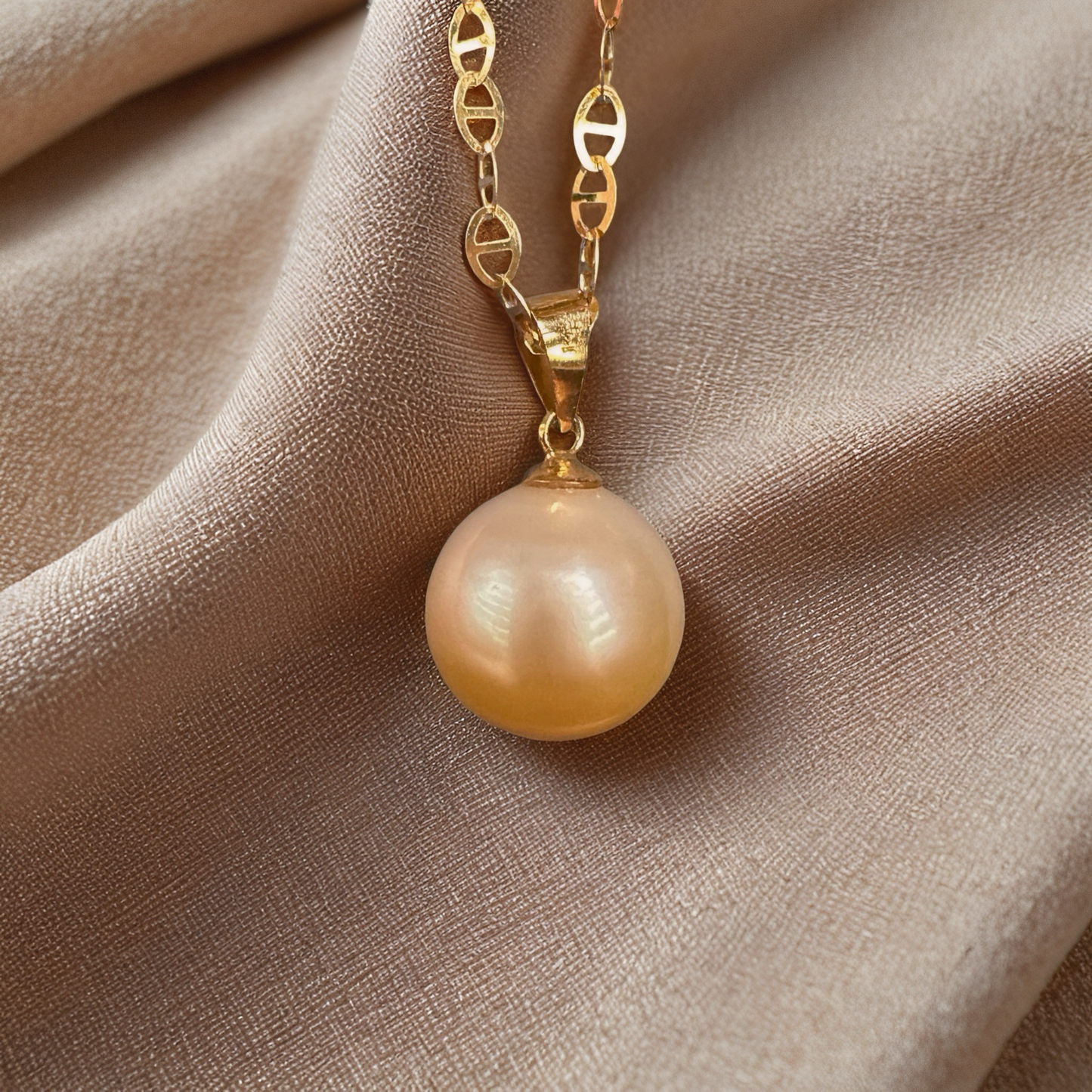 Champagne South Sea Pearl Necklace – 14K/18K Solid Gold