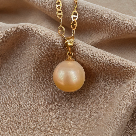 Champagne South Sea Pearl Necklace – 14K/18K Solid Gold