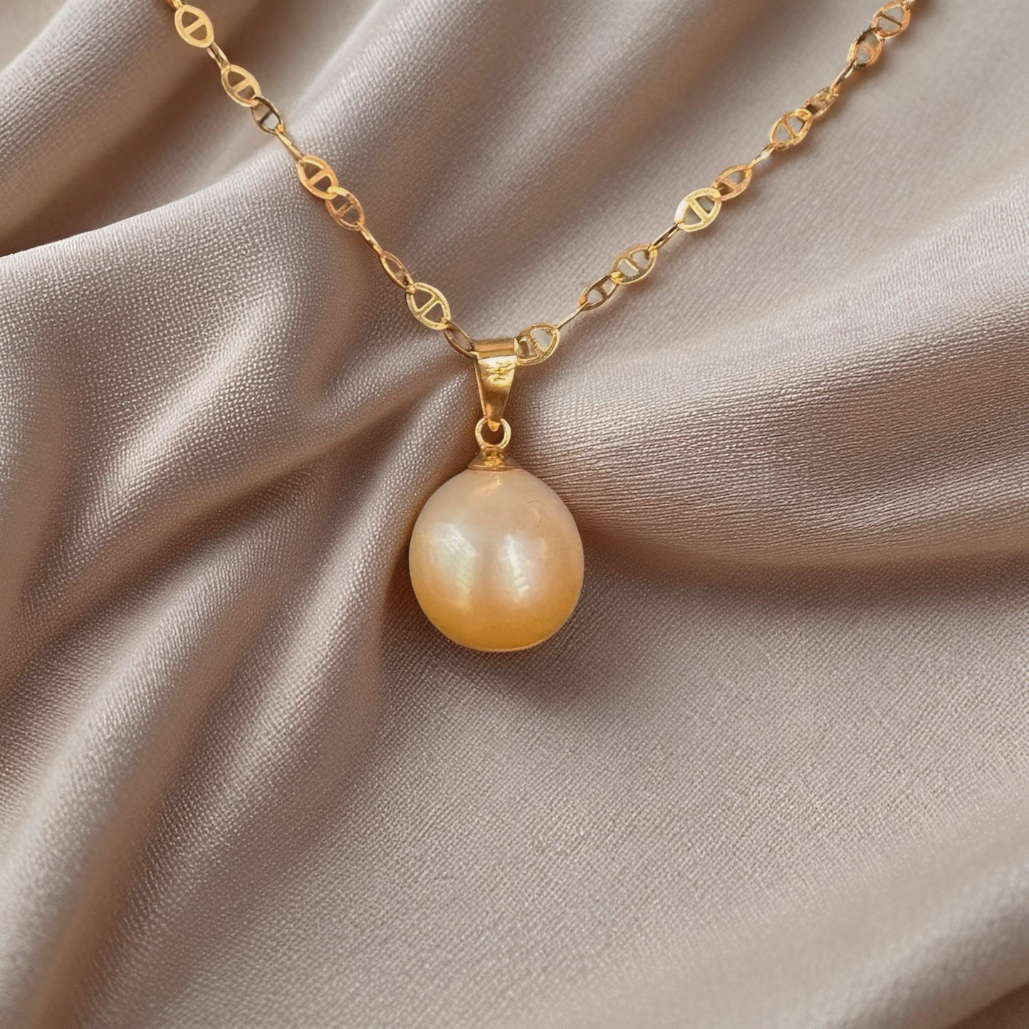 Champagne South Sea Pearl Necklace – 14K/18K Solid Gold