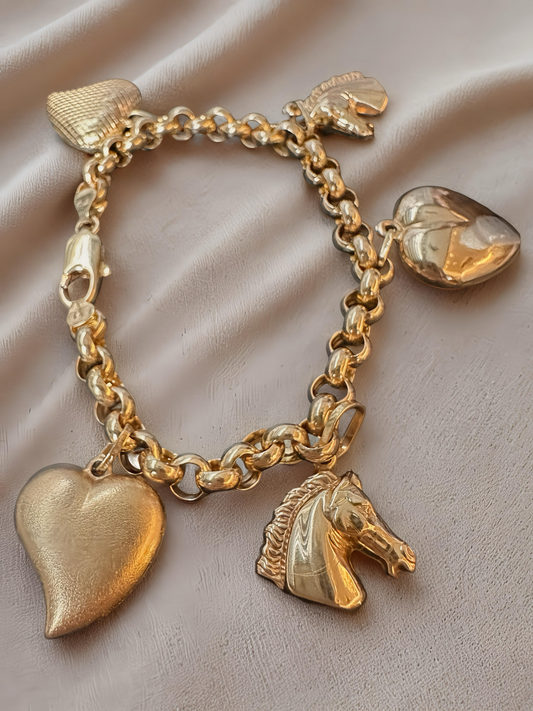 21K Solid Gold Charm Bracelet – 7”