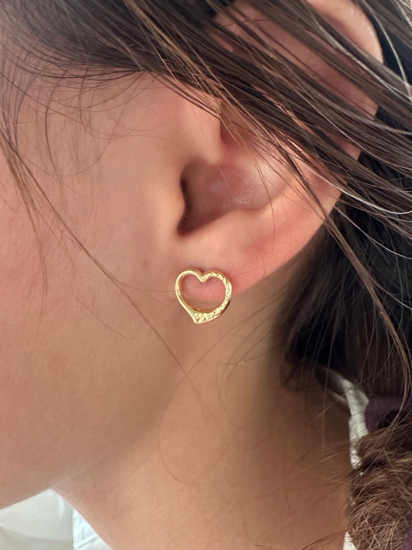 Textured Heart Stud Earrings