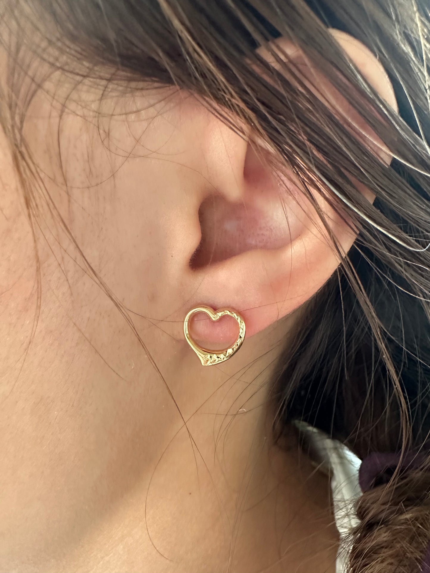 Textured Heart Stud Earrings